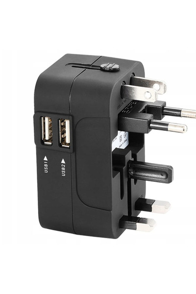 zola Universal travel charger adapter, plastic, 2 USB ports, universal, 4.8x7...