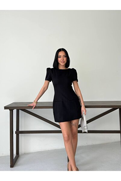 ebru akten butik Women's Short Sleeve Dress with Pocket Detail