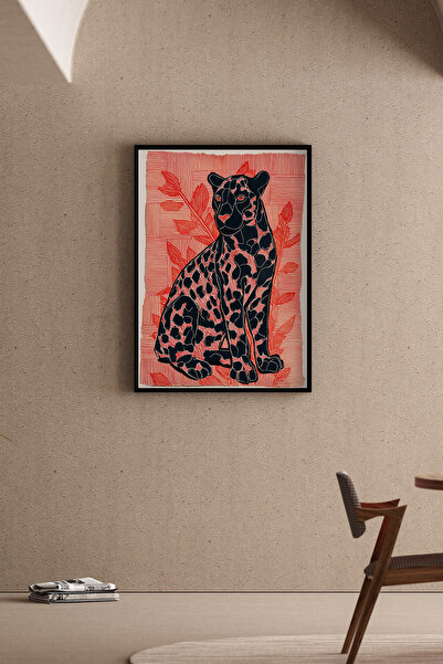 Artiera Mercan Koral Χειροποίητος Πίνακας Λεοπάρδαλης - Πίνακας Τοίχου με Ξύλ...