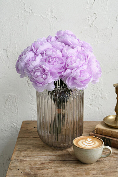 Yapay Çiçek Deposu Artificial Flower 7-Piece Tea Rose Bunch 30 cm Lilac