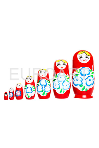 decotoys Matrioska rosu 7/set