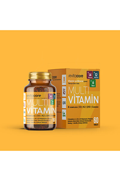 RevitaCore Multivitamin 60 Tablet B Kompleks D3 K2 Q10 Ginseng İçeren Takviye...