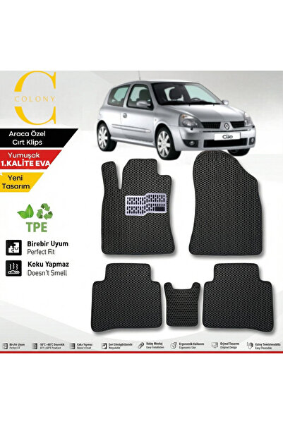 COLONY Renault Clio 2 Hücreli Premium 1.Kalite Eva Paspas Seti Paspas Takımı ...
