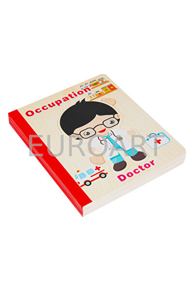 decotoys Puzzle din lemn carte 6 imagini