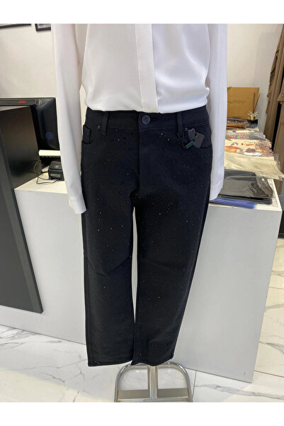 LA CARTE JEANS ÜZERİ TAŞLI DAR PAÇA PANTALON