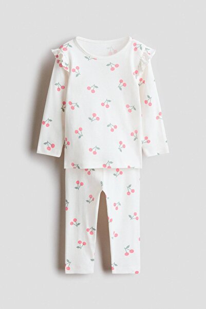 H&M Pamuklu ve Baskılı Pijama Takımı