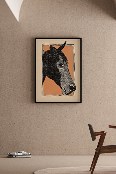 Artiera Αφηρημένο ζωγραφικό σχέδιο με μαύρο άλογο, καλλιτεχνικό μοντέρνο σαλό...