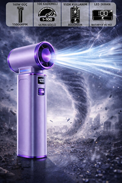 Mioji Mio AD72 Pro 8000mAh 150000RPM Taşınabilir Güçlü Hava Üfleme Cihazı - Mor