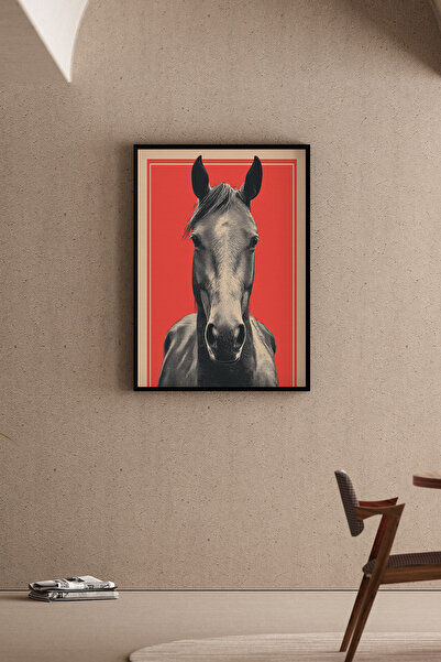 Artiera Πορτρέτο αλόγου με κοραλλιογενές φόντο, διακοσμητικό σαλόνι μοντέρνας...