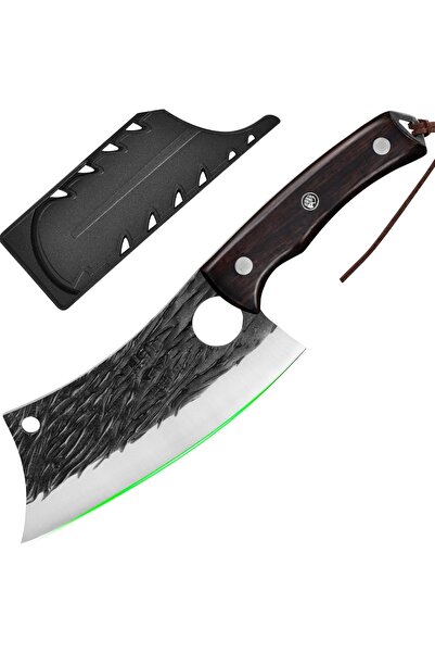 FULLHI butcher knife, carbon steel and wood, multicolored ergonomic handle, 1...