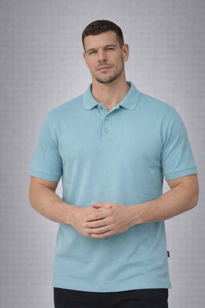 Valiberta Orlando Oversize Polo Collar Pique Fabric Basic Buttoned Relaxed Fi...