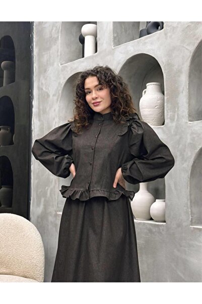 Cardella Mirella Summer Thin Lycra Denim Jacket Skirt Set – Elegant Women's T...