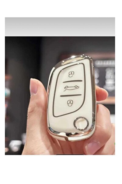 ÖZEN KEYS غطاء مفتاح السيارة باللون الأبيض الذهبي لسيارات بيجو 301 وسيتروين C...