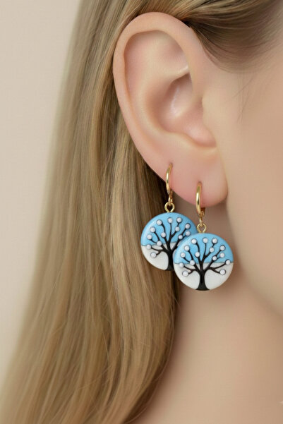 PETEK AKSESUAR Murano Handmade Glass Tree Earrings