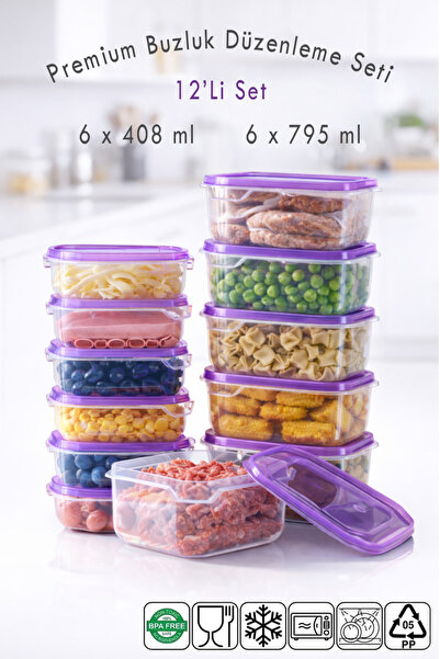 Ezupack 12 Pieces Purple Square Luxury Microwave Freezer Deep Freezer Organiz...