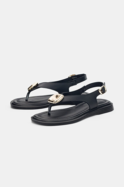 selin shoes Γυναικεία σανδάλια Valmont με ρυθμιζόμενη χρυσή πόρπη στον αστράγ...