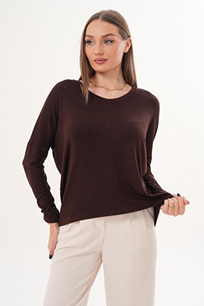 ŞİMAL Γυναικεία μακρυμάνικη μπλούζα με λαιμόκοψη V 260326 -