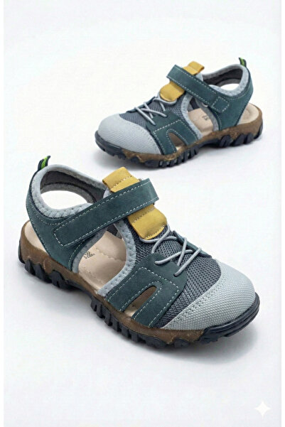 ORELİON حذاء رياضي صيفي للأولاد باللون الكاكي فيلكرو صندل قابل للتنفس من القم...