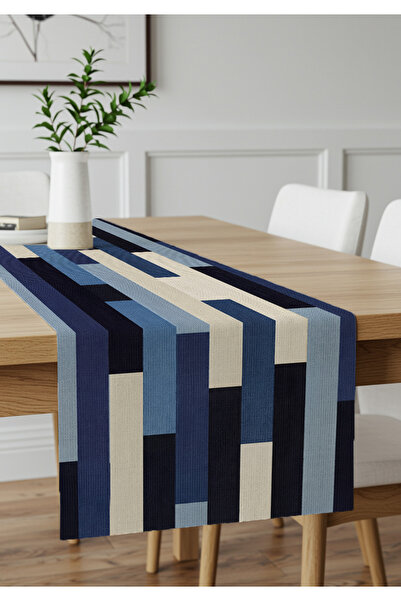 Artvibe Geometric Pattern Blue Runner Tablecloth