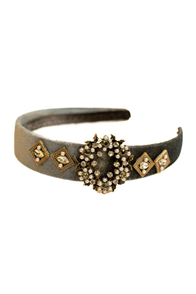 Mad Diva Grey Headband with Crystals and Pearls, Melissa