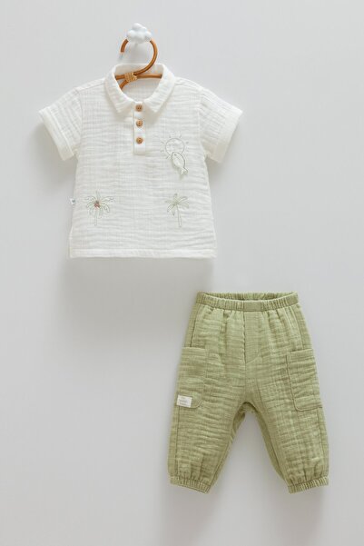 Caramell طقم هيلو سمر مكون من قطعتين للأعمار من 9 إلى 36 شهرًا - أخضر