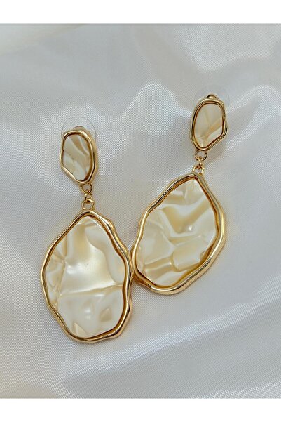 AUVORIA ACCESSORIES OVAL SALLANAN DOĞAL TAŞLI GOLD KÜPE