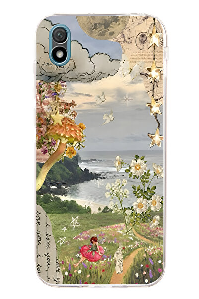 FLAMENKO حافظة هاتف شفافة متوافقة مع هاتف هواوي Y5 2019 بنمط حديقة الأحلام