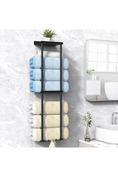 Dotail Suport prosoape baie cu raft, capacitate până la 6 prosoape, 14 x 20 x...