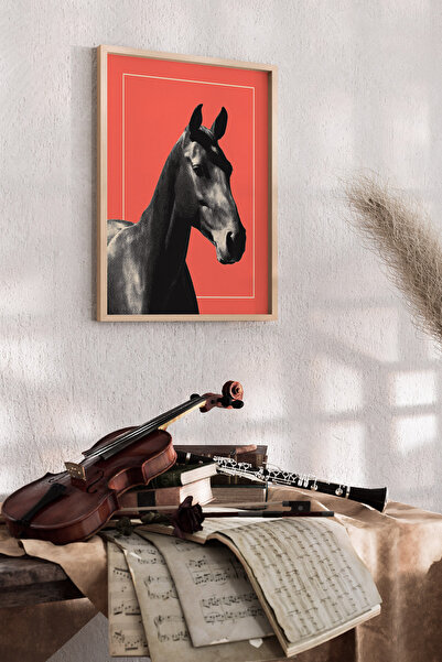 Artiera Ζωγραφική με άλογα σε κοραλλί σκηνικό, Μοντέρνο Διακοσμητικό Σαλόνι -...