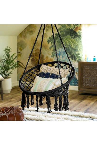 Vivendo Leagan suspendat pentru curte sau gradina, diametru 80cm, Negru