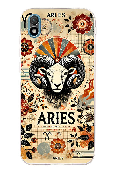 FLAMENKO حافظة هاتف شفافة بنمط برج الحمل متوافقة مع هاتف هواوي Y5 2019