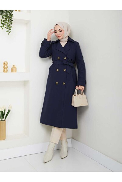 KMKkombin Дамски палто с колан и детайли на гърба от лен