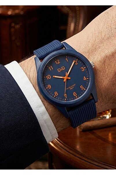 Q&Q Erkek Lacivert Silikon Kordon Lacivert Kadran Quartz Kol Saati 2 Yıl Gara...