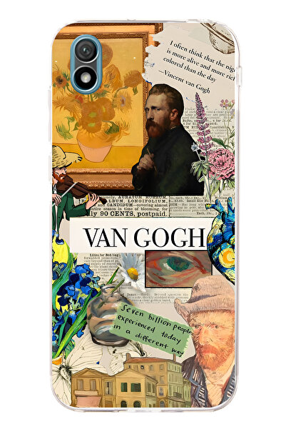 FLAMENKO حافظة هاتف شفافة متوافقة مع هواوي Y5 2019 بنمط فان جوخ كولاج