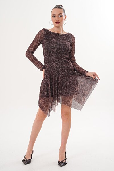 ŞİMAL Women's Patterned Tulle Dress 260308 -