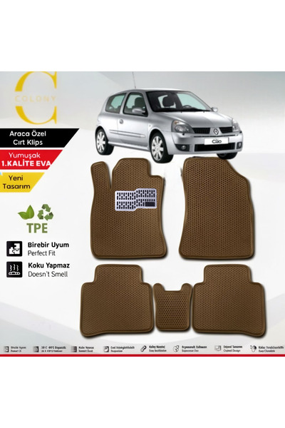 COLONY Renault Clio 2 Hücreli Premium 1.Kalite Eva Paspas Seti Paspas Takımı ...
