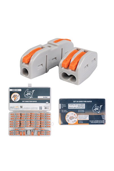 COBI SMART® Set 36 conectori cablu cu parghie rapida, policarbonat, 1 cale, g...