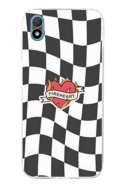 FLAMENKO حافظة هاتف شفافة بنمط مربع من Fireheart متوافقة مع هاتف Huawei Y5 2019