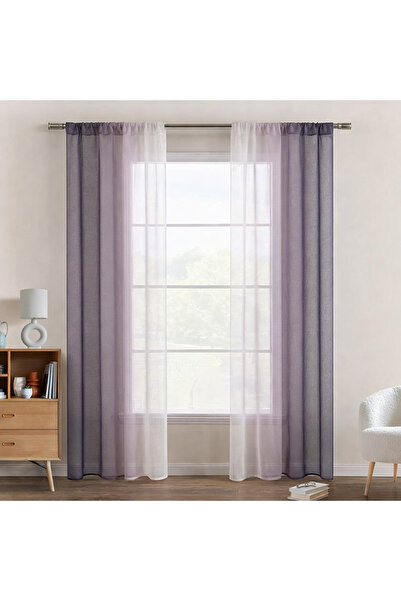 Dotail Set de 2 perdele Miulee, semitransparente, 140 x 250 cm, efect de grad...