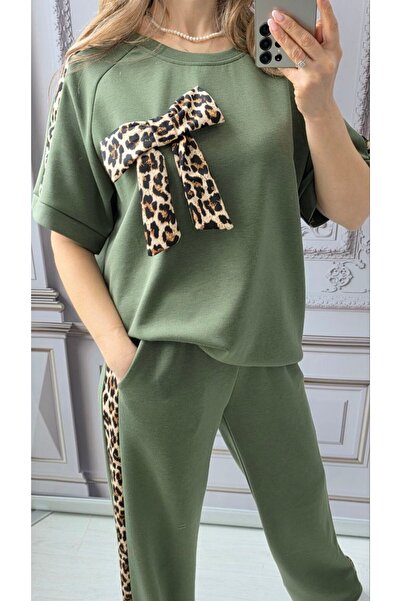 GLAMSI Animal print bow t-shirt and pants set