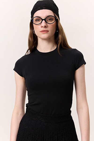 Noi Belis Basic Short Sleeve Crew Neck Knitted Bodysuit Ss26Bd0001