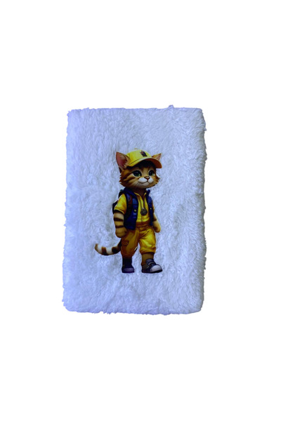 mercanpromosyon دفتر ملاحظات قطيفة على شكل قطة مع نظارات وحقيبة - دفتر مدرسي ...