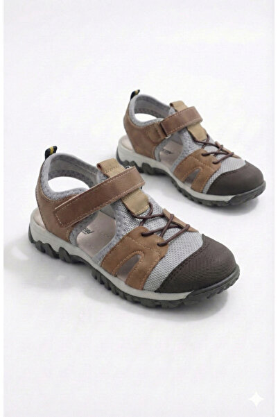 ORELİON Момчешки спортни летни сандали в цвят кафе с велкро, дишаща мрежеста ...