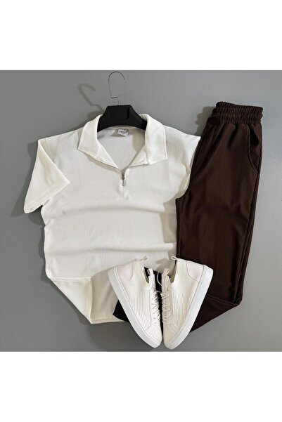 WENMİNG Men's Ribbed Ottoman Fabric T-Shirt Pants Summer Top and Bottom Combi...