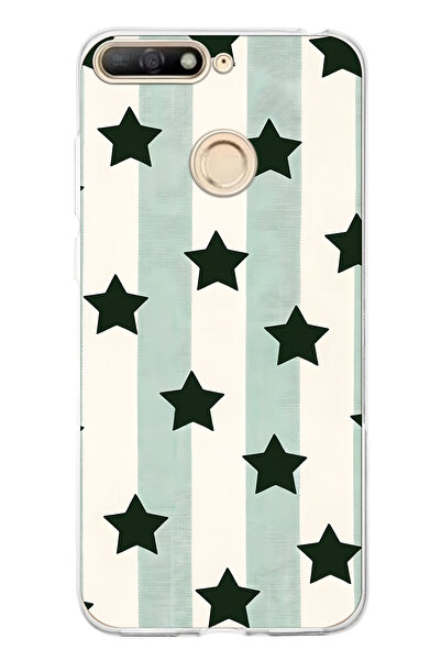 FLAMENKO حافظة هاتف شفافة متوافقة مع هاتف هواوي Y6 2018 بنمط نجمة مخططة