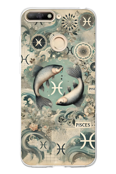 FLAMENKO حافظة هاتف شفافة متوافقة مع هاتف هواوي Y6 2018 بنمط برج الحوت