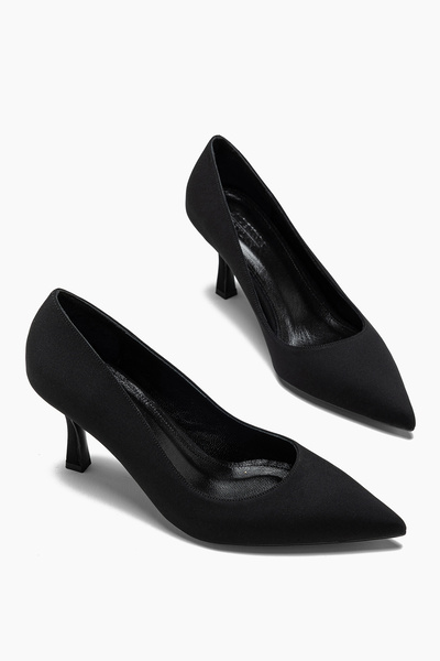 ALEYNA CEYLAN Mira Hakiki Deri Astar Siyah Saten Kadın Klasik Topuklu Ayakkab...