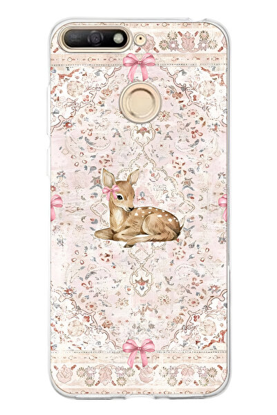 FLAMENKO حافظة هاتف شفافة متوافقة مع هاتف هواوي Y6 2018 بنمط الغزلان والفيونكة