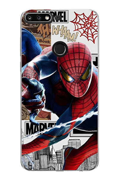 FLAMENKO حافظة هاتف شفافة متوافقة مع هاتف هواوي Y7 2018 بنمط السوبر هيرو