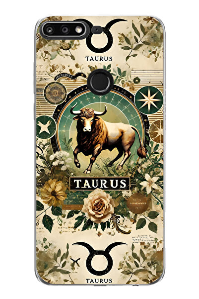 FLAMENKO حافظة هاتف شفافة متوافقة مع هاتف هواوي Y7 2018 بنمط برج الثور